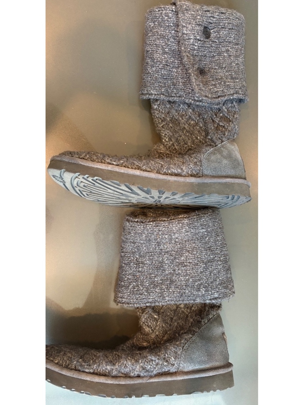UGG Australia Women's Gray Knit Button Mid-Calf Boots Size 10 - Picture 5 of 12